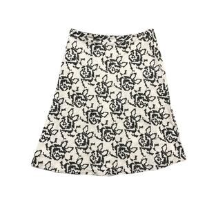 Michael Kors Crosstitch A-Line Skirt Size 8 Black White Cotton Fully Lined Boho